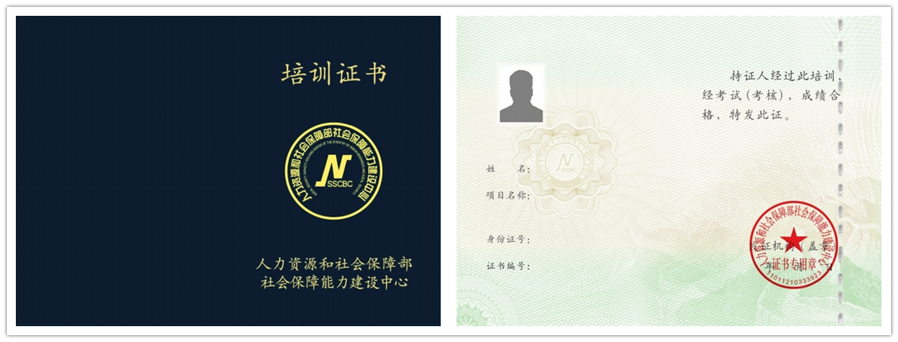 人社部能建中心-培训证书2024改标横拼证书样本